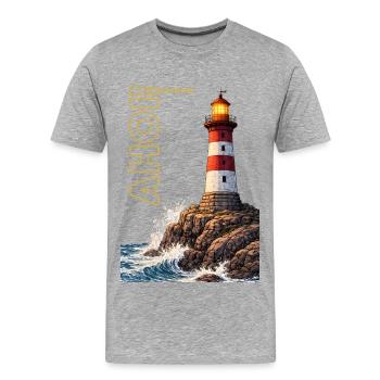 AHOI ! Marin - T-shirt bio Premium Homme - gris chiné - Devant - Damien (186cm)