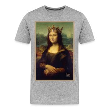 Krönte Mona Lisa, Königin der Museen - Männer Premium Bio T-Shirt - Grau meliert - Vorne - Damien (186cm)