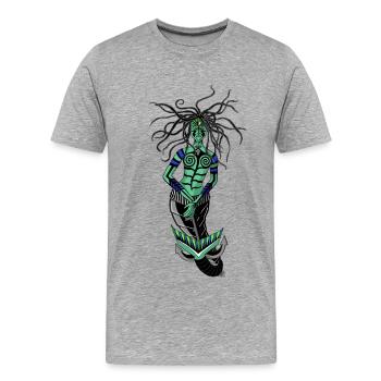 Smaragdgrüne Sirene der Korallengezeiten - Männer Premium Bio T-Shirt - Grau meliert - Vorne - Damien (186cm)