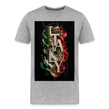 Italie Illustre Colisée Drapeau - T-shirt bio Premium Homme - gris chiné - Devant - Damien (186cm)