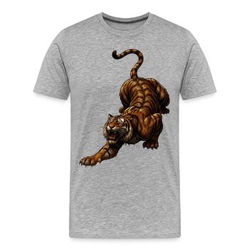 Tiger im Sprung Wilddynamik - Männer Premium Bio T-Shirt - Grau meliert - Vorne - Damien (186cm)