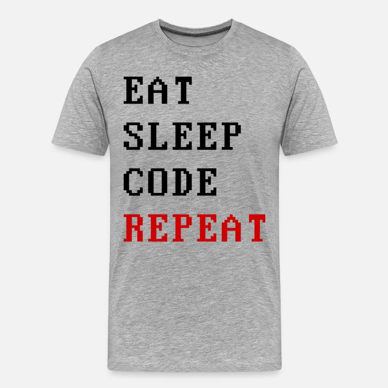 eat sleep code repeat - Männer Premium Bio T-Shirt - Grau meliert