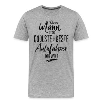 autofahrer der Beste (s) - Männer Premium Bio T-Shirt - Grau meliert - Vorne - Damien (186cm)