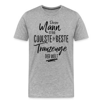 trauzeuge der Beste (s) - Männer Premium Bio T-Shirt - Grau meliert - Vorne - Damien (186cm)
