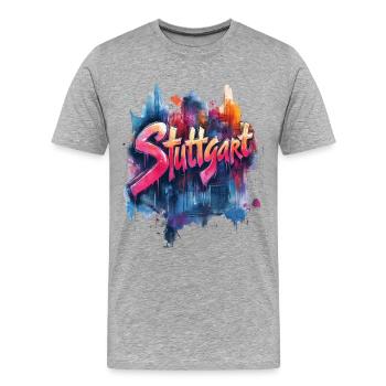 Stuttgart - Männer Premium Bio T-Shirt - Grau meliert - Vorne - Damien (186cm)