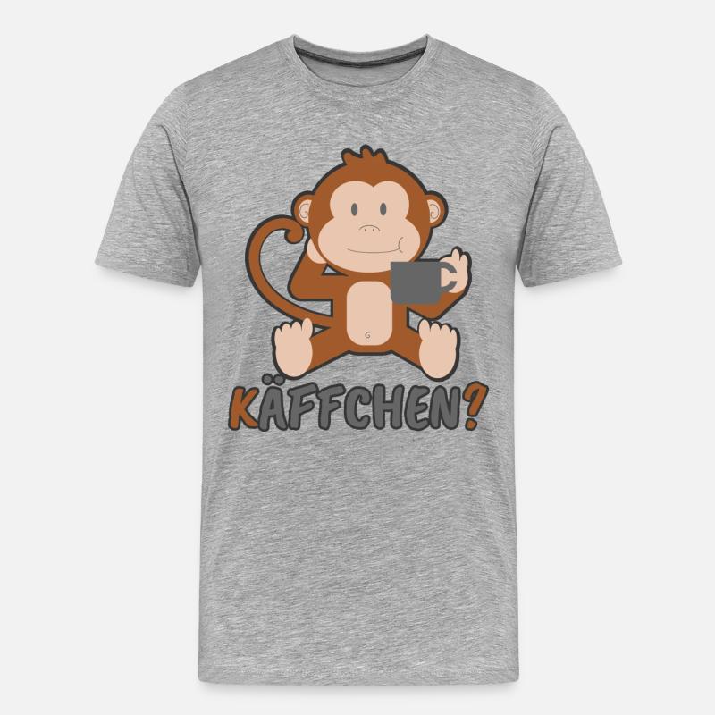 Käffchen Affe Geschenk - Männer Premium Bio T-Shirt - Grau meliert