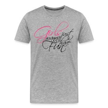 serifen cool design logo girls just wanna have fun - Männer Premium Bio T-Shirt - Grau meliert - Vorne - Damien (186cm)