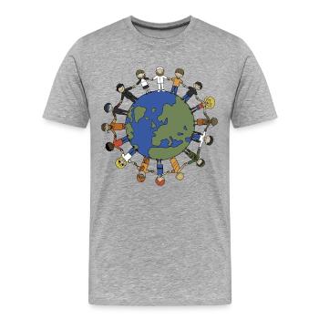 Weltfrieden - Männer Premium Bio T-Shirt - Grau meliert - Vorne - Damien (186cm)