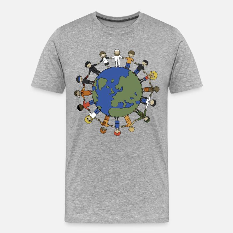 Weltfrieden - Männer Premium Bio T-Shirt - Grau meliert