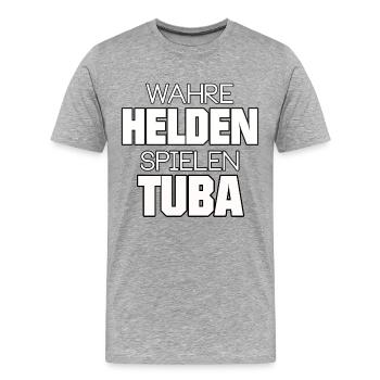 TUBA WAHRE HELDEN SPIELEN TUBA MÄNNER HERREN - Männer Premium Bio T-Shirt - Grau meliert - Vorne - Damien (186cm)