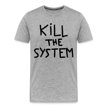 töten das System - Männer Premium Bio T-Shirt - Grau meliert - Vorne - Damien (186cm)