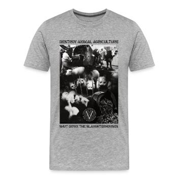 ZERSTÖREN SIE DIE TIERLANDWIRTSCHAFT - Männer Premium Bio T-Shirt - Grau meliert - Vorne - Damien (186cm)
