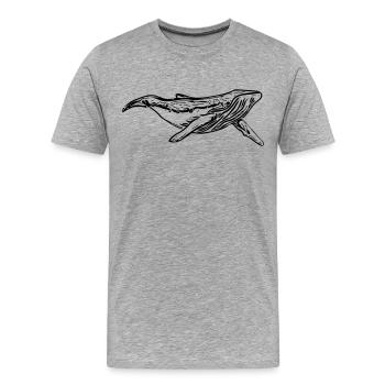Wal - Männer Premium Bio T-Shirt - Grau meliert - Vorne - Damien (186cm)
