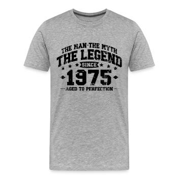 1975 Vintage Born Man Mythe Légende - T-shirt bio Premium Homme - gris chiné - Devant - Damien (186cm)