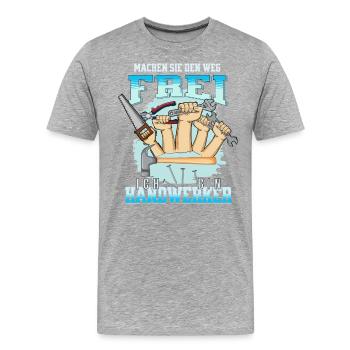 Handwerker Hausmeister haben es eilig - Männer Premium Bio T-Shirt - Grau meliert - Vorne - Damien (186cm)