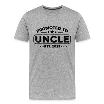 Promoted to uncle in 2025 - Men's Premium Organic T-Shirt - heather grey - Front - Damien (186cm)