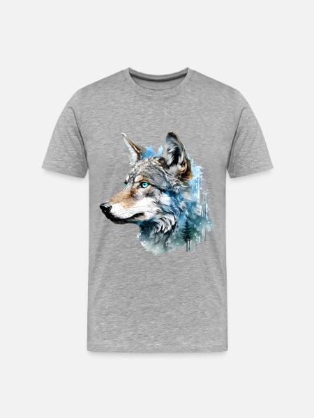 Coyote - Männer Premium Bio T-Shirt - Grau meliert