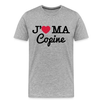 J'aime ma copine - T-shirt bio Premium Homme - gris chiné - Devant - Damien (186cm)