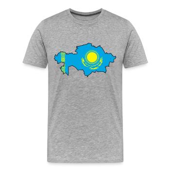 Kasachstan - Männer Premium Bio T-Shirt - Grau meliert - Vorne - Damien (186cm)