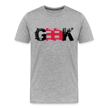 Geek Farbabdruck - Men's Premium Organic T-Shirt - heather grey - Front - Damien (186cm)