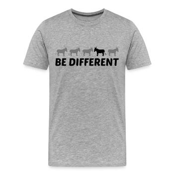 text anders be different esel pferd pony klein pac - Männer Premium Bio T-Shirt - Grau meliert - Vorne - Damien (186cm)