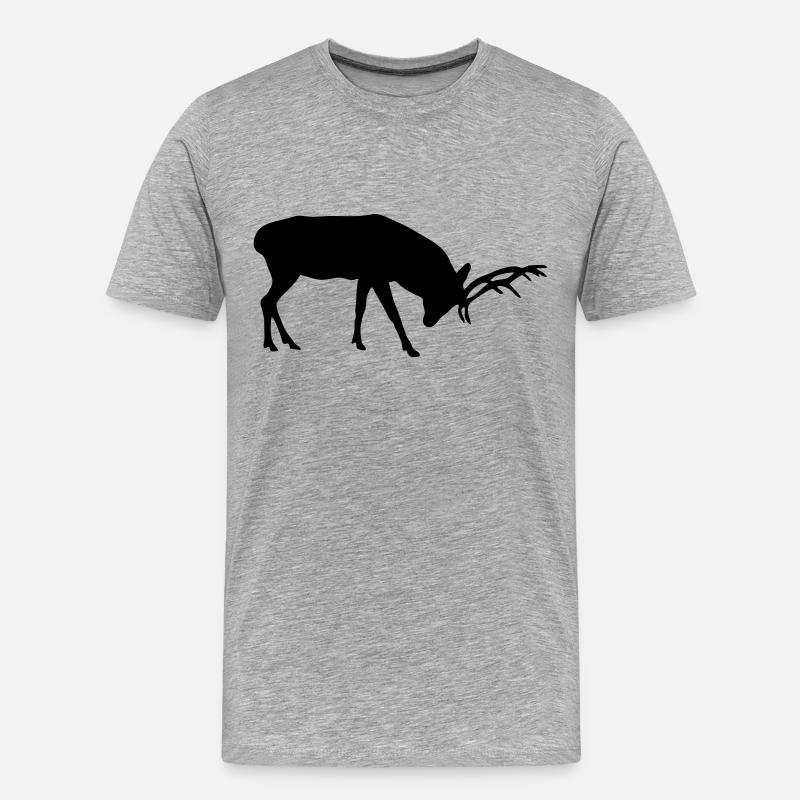 hirsch - geweih - jagd - jäger - Männer Premium Bio T-Shirt - Grau meliert