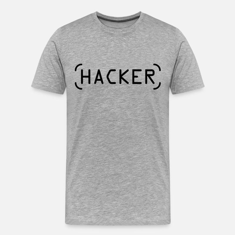 Hacker - Männer Premium Bio T-Shirt - Grau meliert