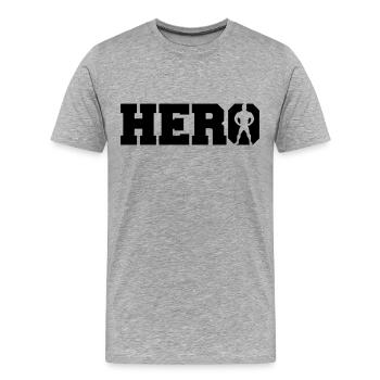 Super Hero Logo - T-shirt bio Premium Homme - gris chiné - Devant - Damien (186cm)