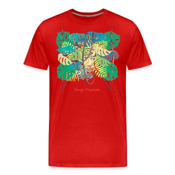 Tropischer Dschungel, aber wo ist der Panther? - Männer Premium Bio T-Shirt - Rot - Vorne - Damien (186cm)