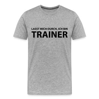 trainer - Männer Premium Bio T-Shirt - Grau meliert - Vorne - Damien (186cm)