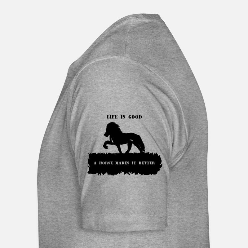 Spruch 2 mit Pferd 1 schwarz - Männer Premium Bio T-Shirt - Grau meliert