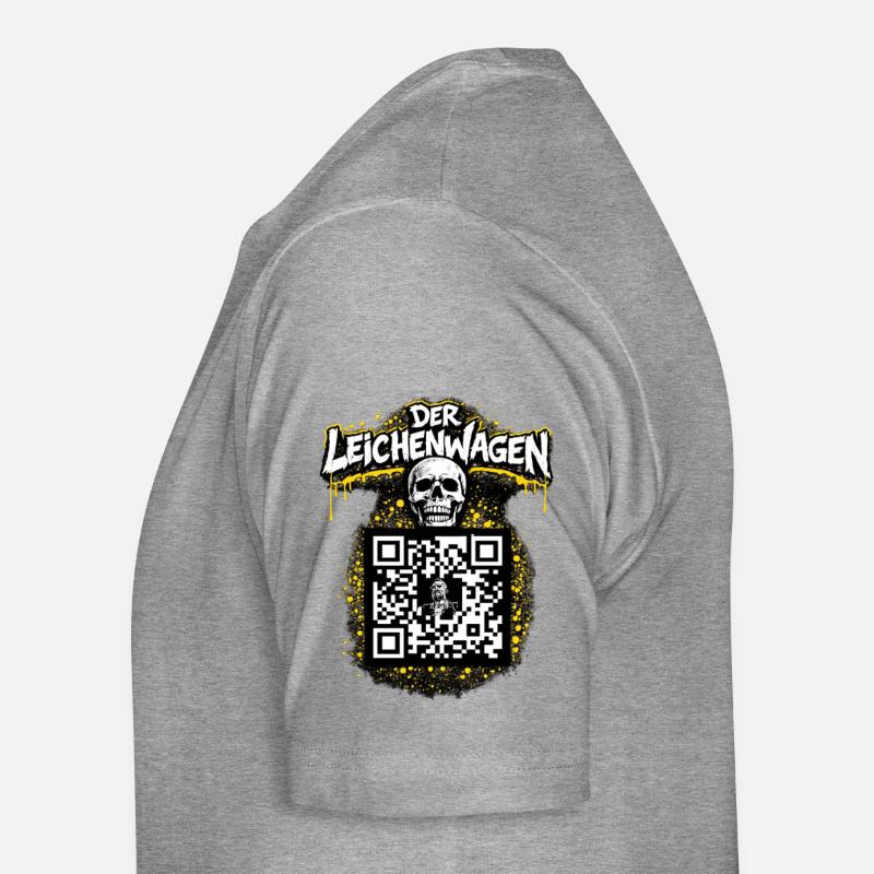 Der Leichenwagen mit QR Code - Männer Premium Bio T-Shirt - Grau meliert