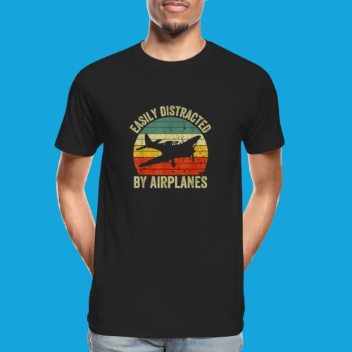 Easily Distracted by Airplanes - Männer Premium Bio T-Shirt