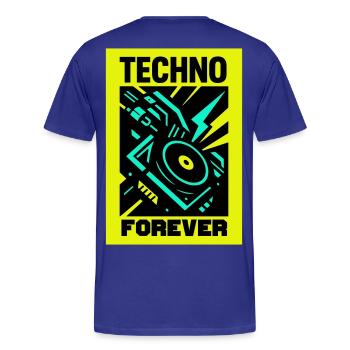 Techno pour toujours - T-shirt bio Premium Homme - bleu roi - Dos - Damien (186cm)