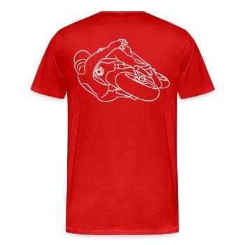Rennmotorrad in Schräglage - von hinten, hell - Männer Premium Bio T-Shirt - Rot - Hinten - Damien (186cm)