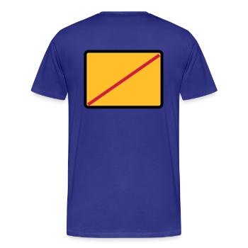 Ortsausgangsschild mit deinem Text - Männer Premium Bio T-Shirt - Königsblau - Hinten - Damien (186cm)