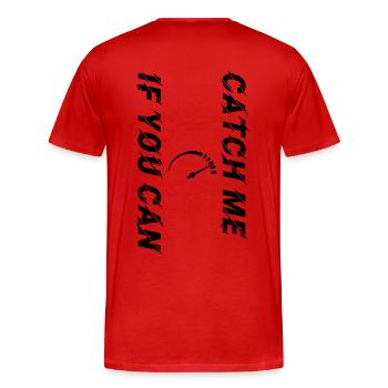 Catch Me If You Can Tacho schwarz personalisierbar - Männer Premium Bio T-Shirt - Rot - Hinten - Damien (186cm)