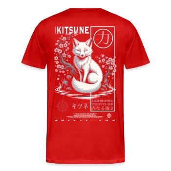 Kitsune Fuchs - japanisch asiatisch - Männer Premium Bio T-Shirt - Rot - Hinten - Damien (186cm)