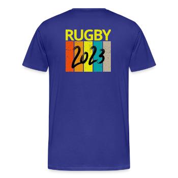 rugby, rugby sport, fan de rugby, rugby 2023 - T-shirt bio Premium Homme - bleu roi - Dos - Damien (186cm)