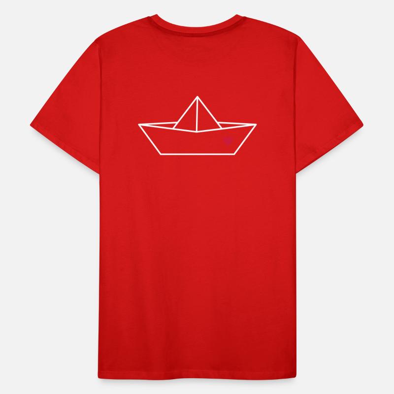 Segelboot Boot Papier Schiff Herz Liebe Geschenk Männer Premium Bio T-Shirt