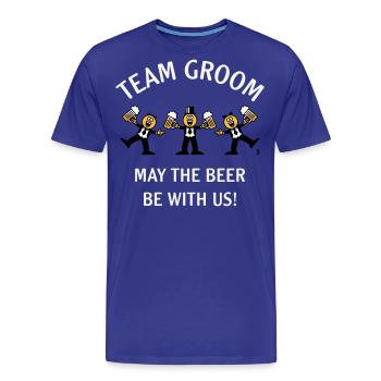 Team Groom (Caricature / Bière avec nous / 3C / W) - T-shirt bio Premium Homme - bleu roi - Devant - Damien (186cm)