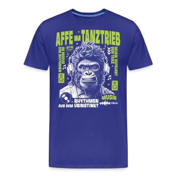 Sound Tolle Shirt : Gorilla s’acclame du rythme - T-shirt bio Premium Homme - bleu roi - Devant - Damien (186cm)