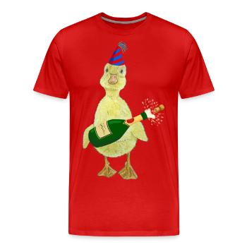 Party Chick Chick Chicken Duckling Birthday Party - Men's Premium Organic T-Shirt - red - Front - Damien (186cm)