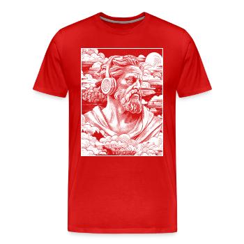 Zeus dans le flux hip-hop : des battements tonitruants sur la poitrine ! - T-shirt bio Premium Homme - rouge - Devant - Damien (186cm)