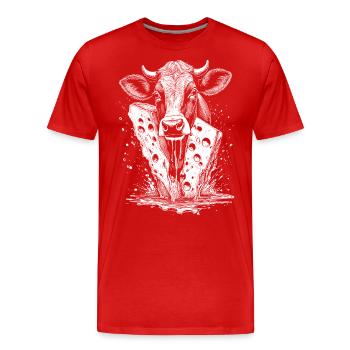 T-shirt à motif vache - T-shirt bio Premium Homme - rouge - Devant - Damien (186cm)