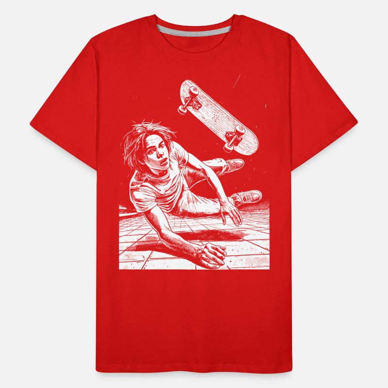 Conception de la chemise : Skateboard Fall bourré d’action T-shirt bio Premium Homme