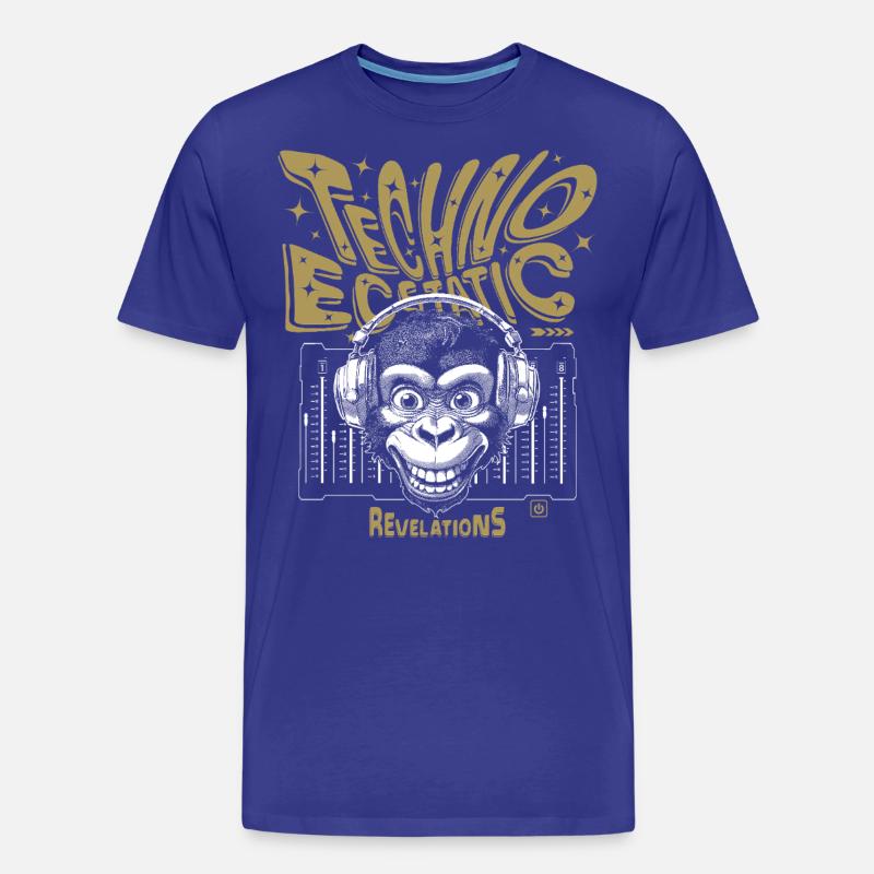 Offenbarungs-Shirt: Affe grinst zu Techno-Samples - Männer Premium Bio T-Shirt - Königsblau
