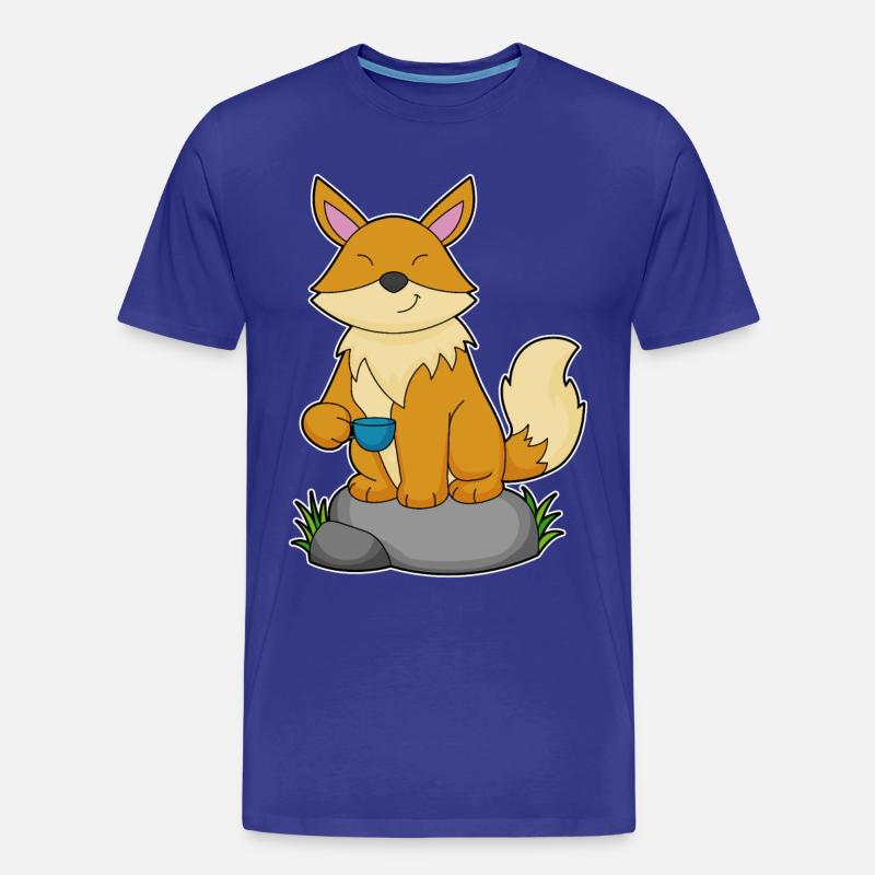 Fuchs mit Kaffeetasse - Männer Premium Bio T-Shirt - Königsblau