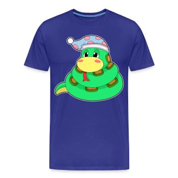Bonnet de nuit endormi serpent - T-shirt bio Premium Homme - bleu roi - Devant - Damien (186cm)