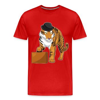 Tiger Entrepreneur Briefcase - Men's Premium Organic T-Shirt - red - Front - Damien (186cm)